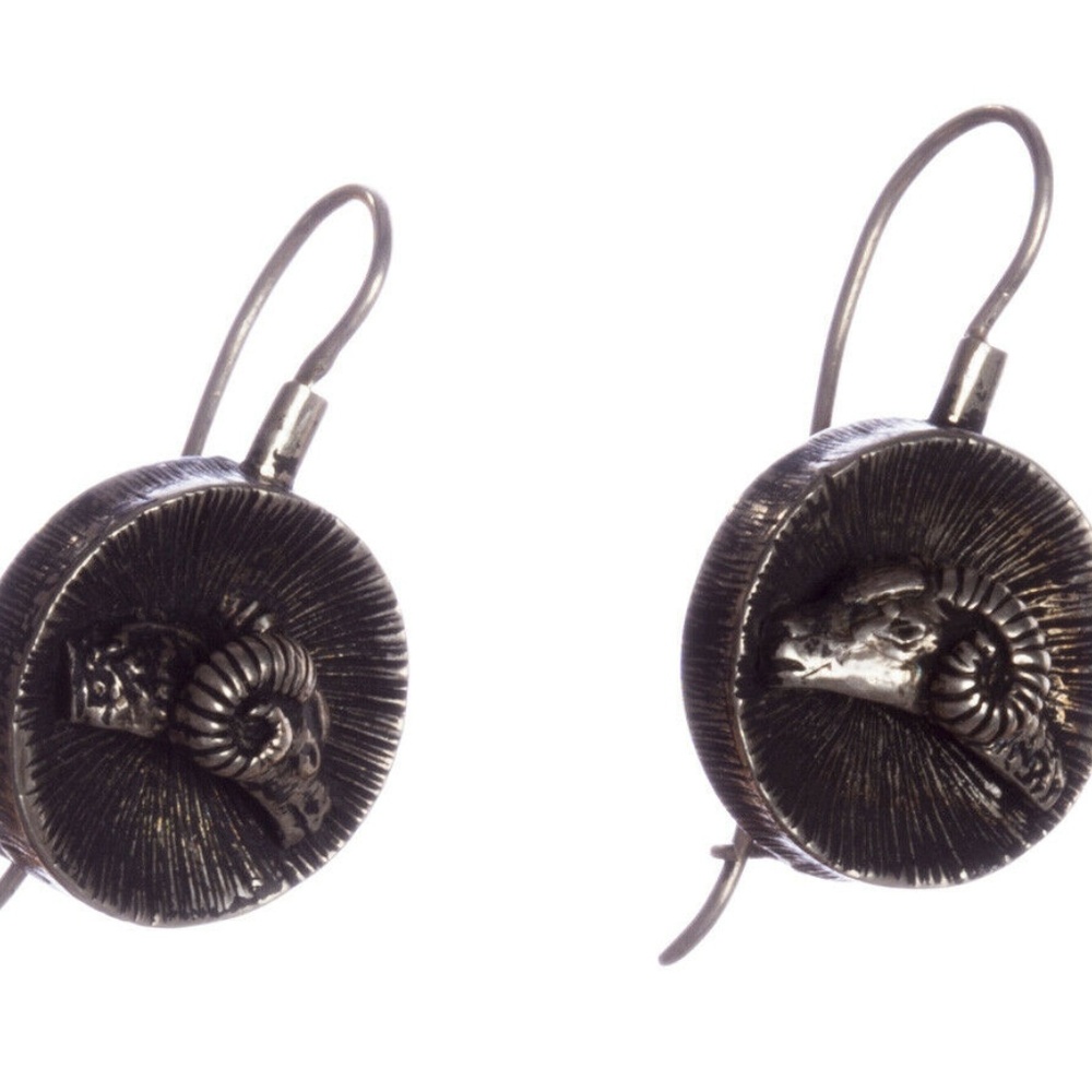 Sterling Silver Ram Head Coin Earrings